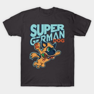 Super German Shepherd Dog eating Hamburger T-Shirt